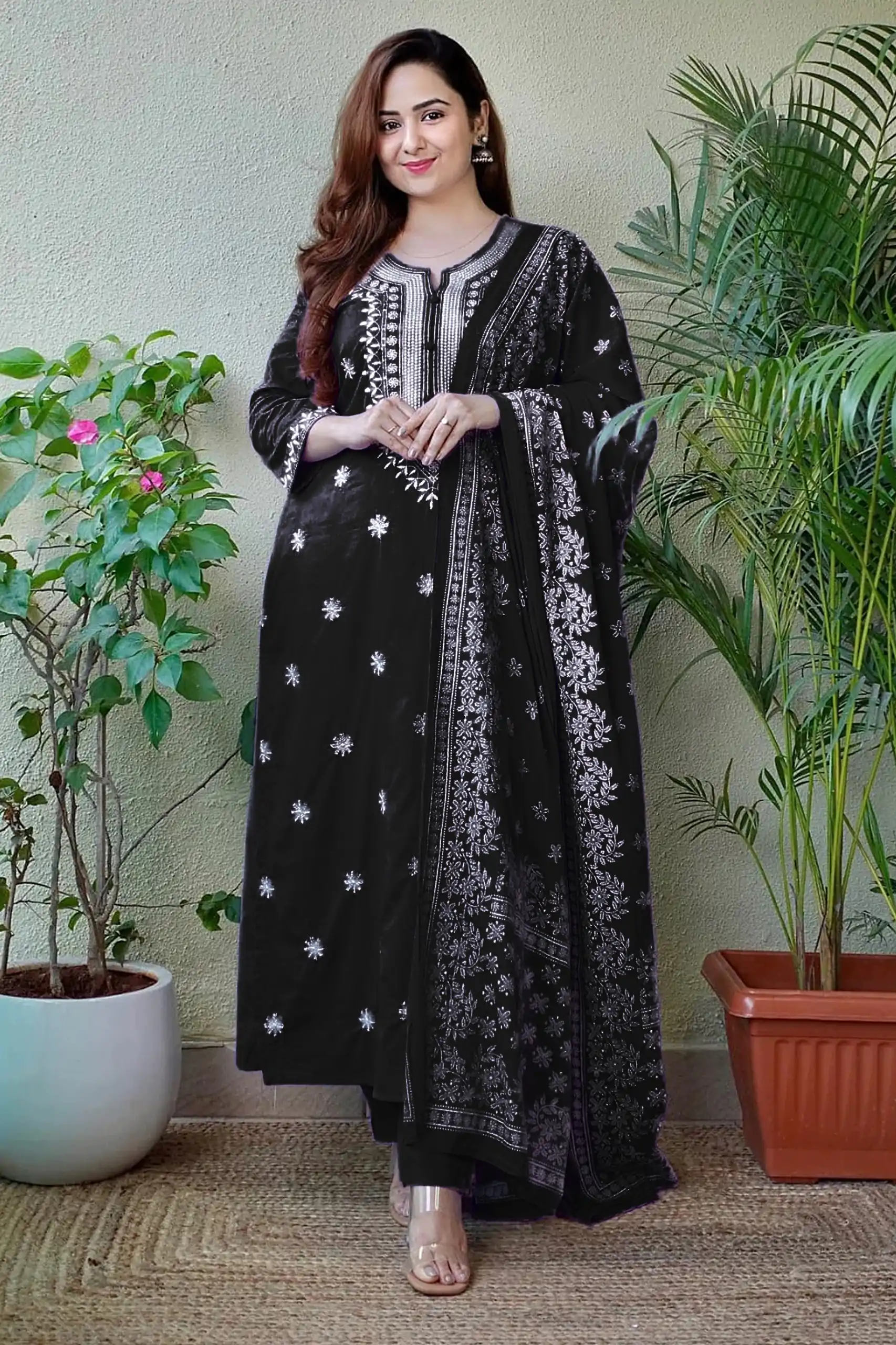 MF 1002 Black rayon cotton with embroidery work Salwar Suit  Casual, Wedding, Party, Festive, Events Etc.4-6 Working Days@ 1449/-only | Jump Suits, Salwar suit, Designer Suits, Casual Suits, Creative suits, Palazzo Suits, Party Wear Suits, Patiala Suits, Straight Suits