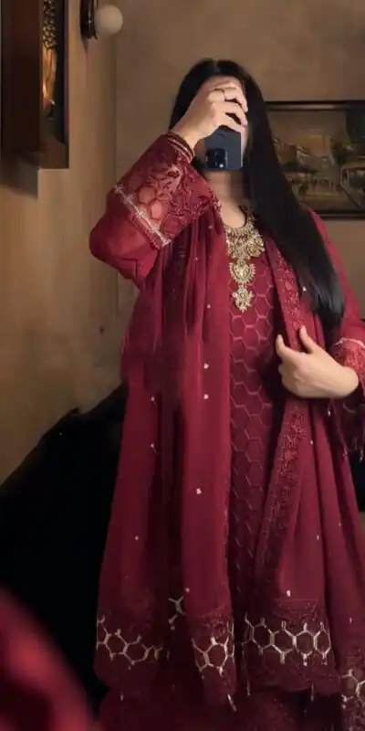  AD 197 Maroon Color Faux Georgette With Pal Diamond Hand Work Salwar Suit Casual, Wedding, Party, Festive, Events Etc.4-6 Working Days@ 2099/-only | Jump Suits, Salwar suit, Designer Suits, Casual Suits, Creative suits, Palazzo Suits, Party Wear Suits, Patiala Suits, Straight Suits