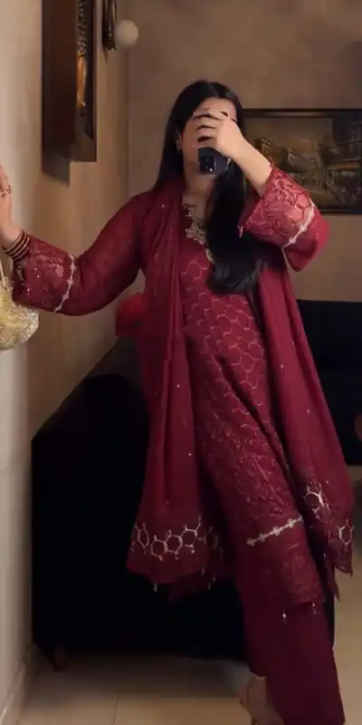 AD 197 Maroon Color Faux Georgette With Pal Diamond Hand Work Salwar Suit Casual, Wedding, Party, Festive, Events Etc.4-6 Working Days@ 2099/-only | Jump Suits, Salwar suit, Designer Suits, Casual Suits, Creative suits, Palazzo Suits, Party Wear Suits, Patiala Suits, Straight Suits