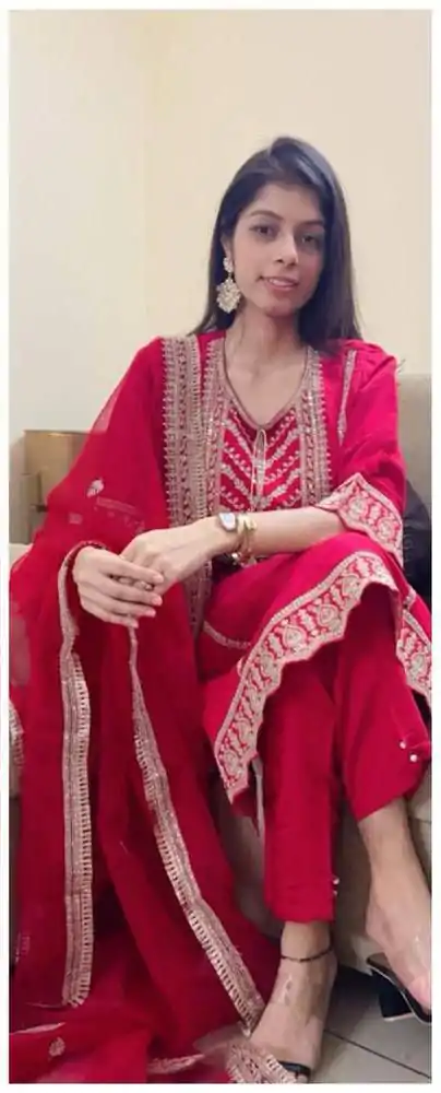  LG 1921 Red Chinnon Cording Sequences Embroidery Work Salwar Suit Casual, Wedding, Party, Festive, Events Etc.4-6 Working Days@ 2099/-only | Jump Suits, Salwar suit, Designer Suits, Casual Suits, Creative suits, Palazzo Suits, Party Wear Suits, Patiala Suits, Straight Suits