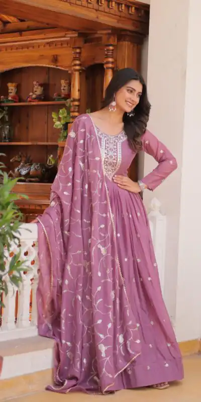 Ram 081 Light Purple Star Georgette Sequence Embroidery Work Anarkali Gown  Wedding Party, Festive, Events Etc.4-6 Working Days@2149/- only | Gowns, Bollywood Gowns, Creative Gowns, Designer Gowns, Embroidered Gowns, Party Wear Gowns, Straight Suits