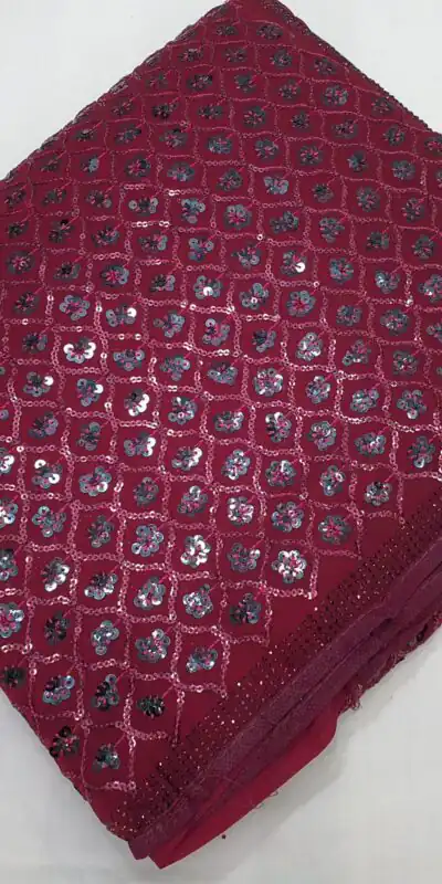 DF 3427 Marron Color Georgette Dual Sequins 3MM & 5MM Embroidery Sequins Work Saree , Wedding, Festive, Events . Expected Delivery  4-6 Working Days @1799/- | Sarees, Bollywood Sarees, Creative Sarees, Designer Sarees, Embroidered Sarees, Ethnic Saree, Modern Digital sarees, Party Wear Sarees