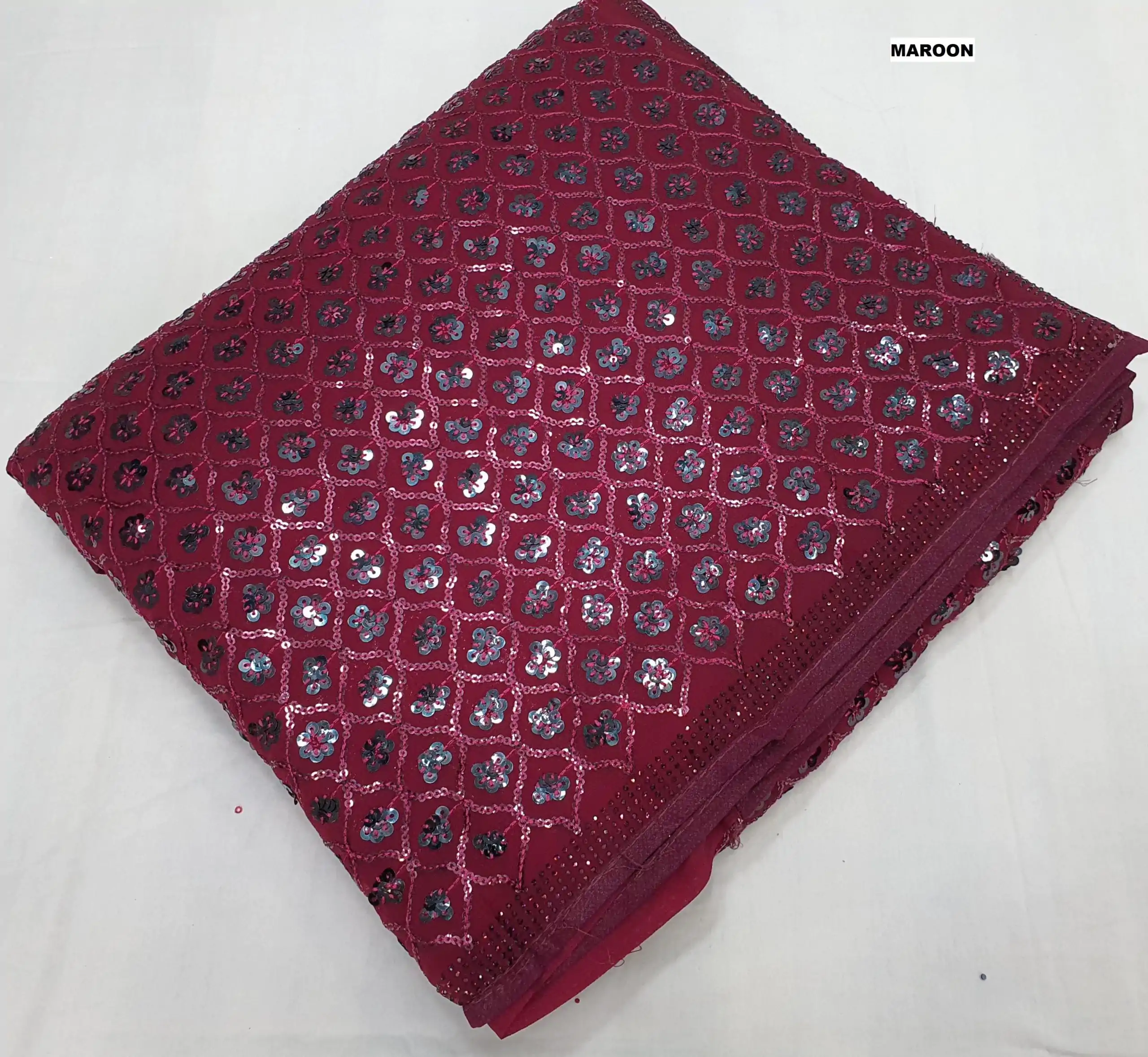 DF 3427 Marron Color Georgette Dual Sequins 3MM & 5MM Embroidery Sequins Work Saree , Wedding, Festive, Events . Expected Delivery  4-6 Working Days @1799/- | Sarees, Bollywood Sarees, Creative Sarees, Designer Sarees, Embroidered Sarees, Ethnic Saree, Modern Digital sarees, Party Wear Sarees