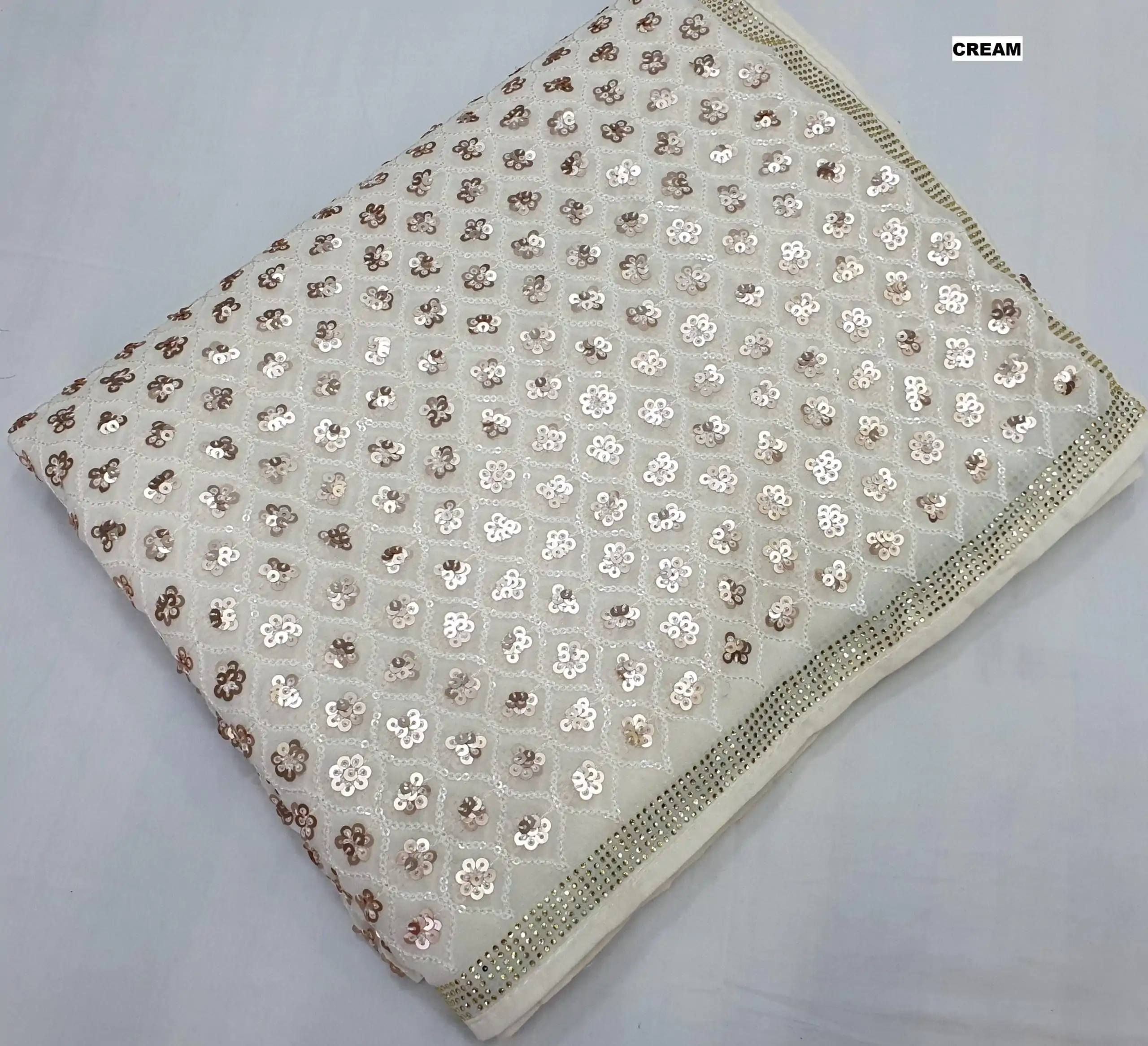 DF 3427 White Color Georgette Dual Sequins 3MM & 5MM Embroidery Sequins Work Saree , Wedding, Festive, Events . Expected Delivery  4-6 Working Days @1799/- | Sarees, Bollywood Sarees, Creative Sarees, Designer Sarees, Embroidered Sarees, Ethnic Saree, Modern Digital sarees, Party Wear Sarees