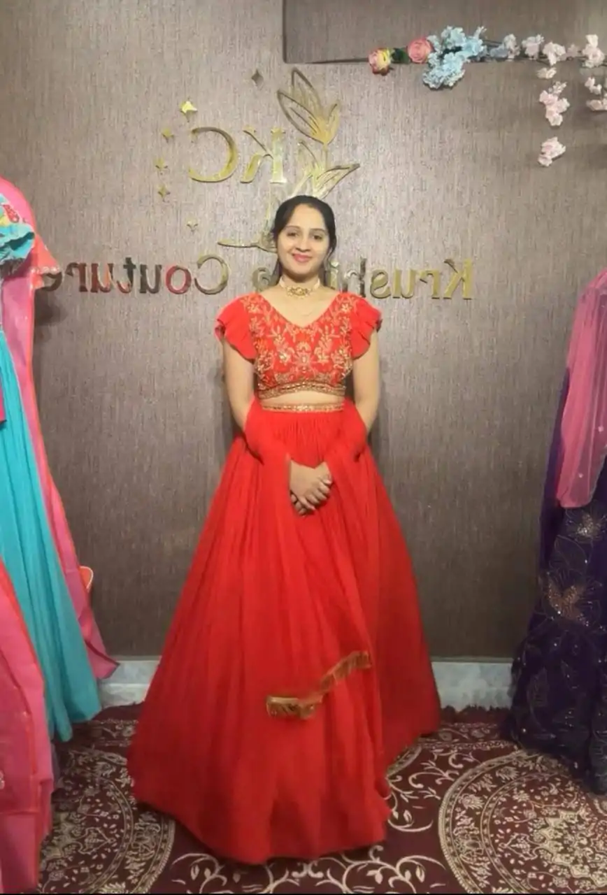 PC 333 Red Color Fox Georgette Embroidery Thread Work With Hand Pasting Mirror Lehenga Choli Wedding, Party, Festive, Events Delivery 4-6 Working Days @2129 | Lehenga, Bollywood Lehenga, Creative Lehenga, Designer Lehenga, Embroidered Lehenga, Party Wear Lehenga