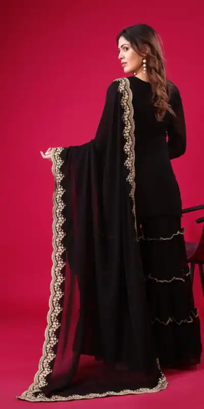 SRK 5236 Black Color Faux Georgette With Embroidery Sequence Work Salwar Suit , Wedding, Party, Festive, Events Etc.4-6 Working Days@ 2099/-only | Jump Suits, Salwar suit, Designer Suits, Casual Suits, Creative suits, Palazzo Suits, Party Wear Suits, Patiala Suits, Straight Suits