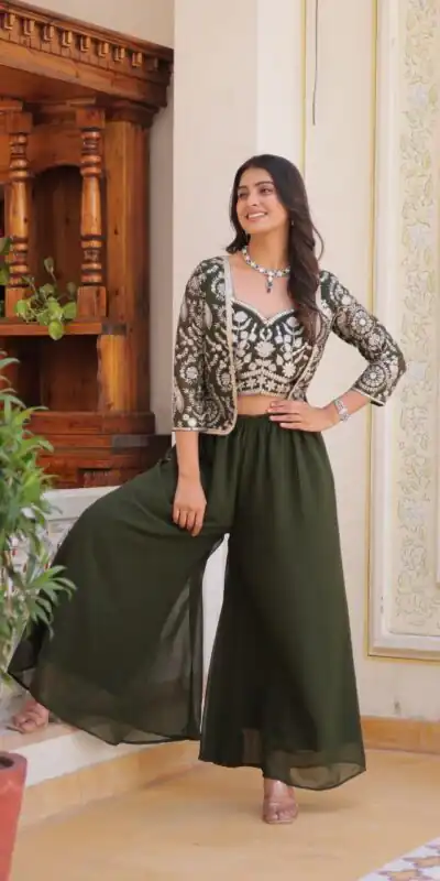 Ram 069 Mehandi Color Fox Georgette Embroidery Lace Work Anarkali Gown Wedding Party, Festive, Events Etc.4-6 Working Days@2049/- only | Gowns, Bollywood Gowns, Creative Gowns, Designer Gowns, Embroidered Gowns, Party Wear Gowns, Straight Suits