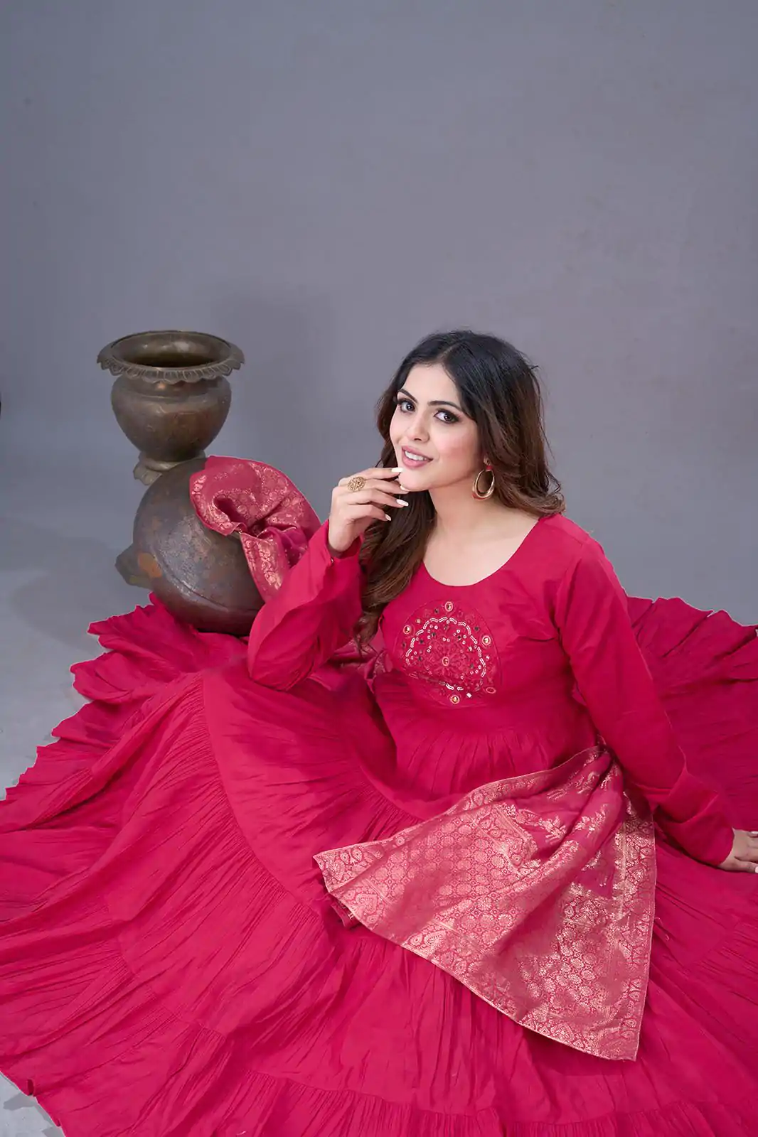 ZSR 3107 Pink Color Roman Silk With Embroidery Sequence Work Anarkali Gown Wedding Party, Festive, Events Etc.4-6 Working Days@1999/- only | Gowns, Bollywood Gowns, Creative Gowns, Designer Gowns, Embroidered Gowns, Party Wear Gowns, Straight Suits