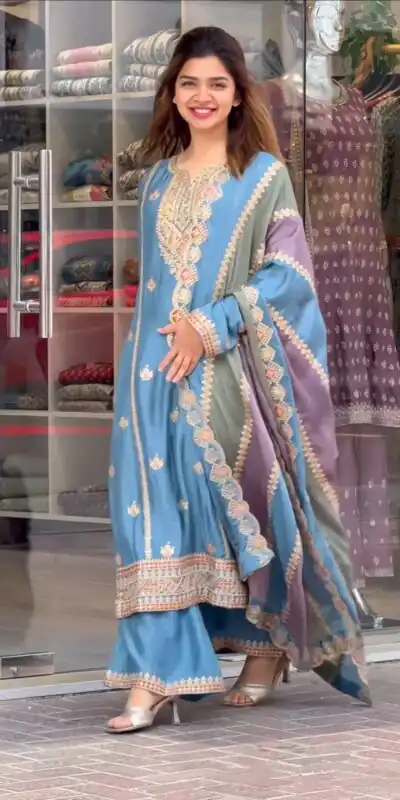 AD 145 Sky Blue Color Faux Georgette With Embroidery Sequence Work Salwar Suit Casual, Wedding, Party, Festive, Events Etc.4-6 Working Days@ 2099/-only | Jump Suits, Salwar suit, Designer Suits, Casual Suits, Creative suits, Palazzo Suits, Party Wear Suits, Patiala Suits, Straight Suits
