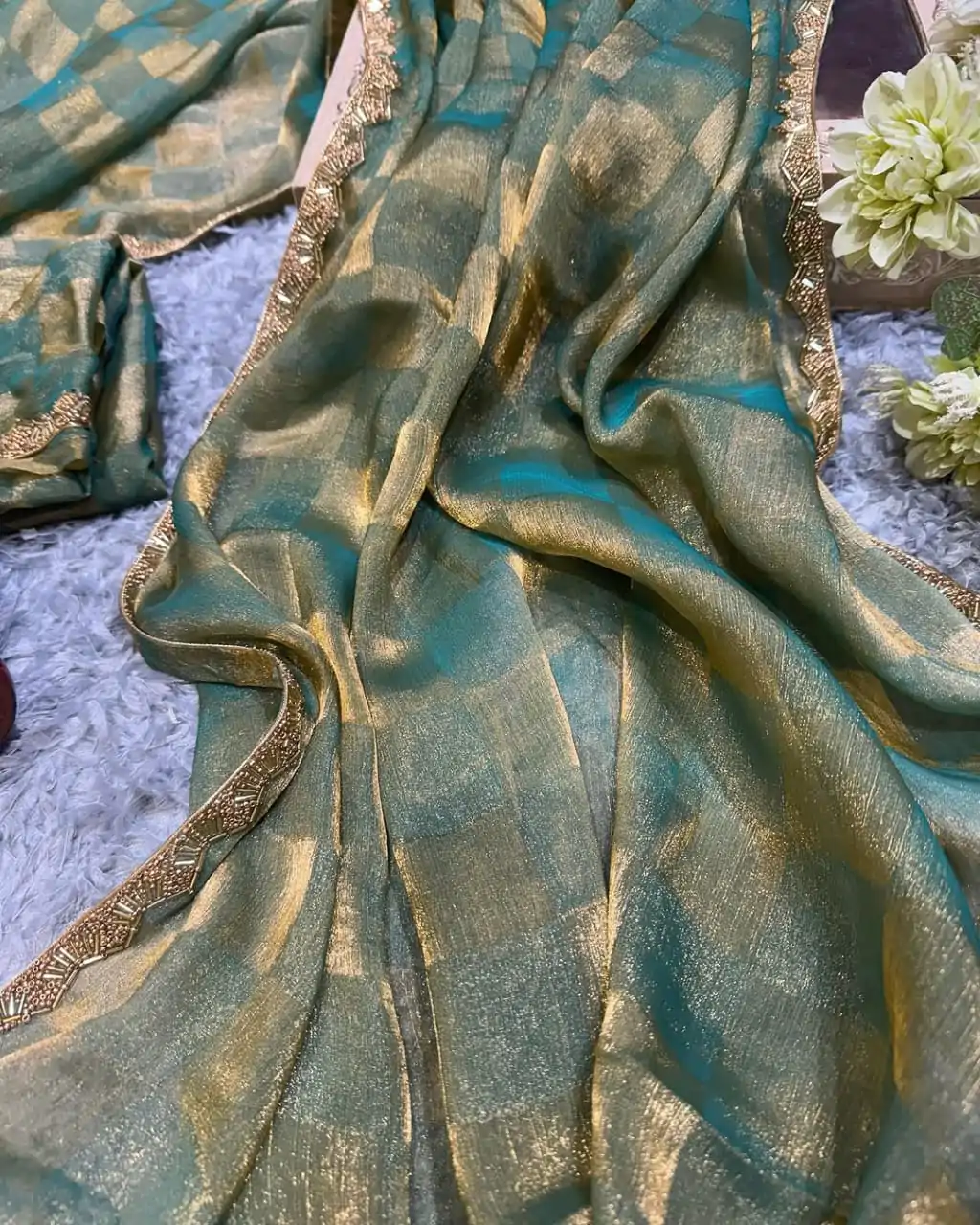 KF Arrival Green Color Fendi Chiffon Pattern Hand Work Lace Saree Casual, Wedding, Festive, Events . Expected Delivery  4-6 Working Days @1999/- only                                                                                                                                             | Sarees, Bollywood Sarees, Creative Sarees, Designer Sarees, Embroidered Sarees, Ethnic Saree, Modern Digital sarees, Party Wear Sarees
