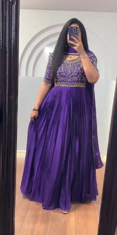 RTC 5724 Purple Color Chinon Silk Thread With Real Mirror Gown Wedding Party, Festive,@1799/- Only | Gowns, Bollywood Gowns, Creative Gowns, Designer Gowns, Embroidered Gowns, Party Wear Gowns, Straight Suits