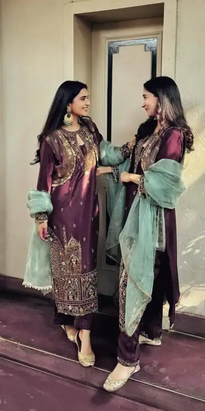 BE-318 Maroon Chinon Sequence Embroidery Work Salwar Suit  Casual, Wedding, Party, Festive, Events Etc.4-6 Working Days@ 2099/-only | Jump Suits, Salwar suit, Designer Suits, Casual Suits, Creative suits, Palazzo Suits, Party Wear Suits, Patiala Suits, Straight Suits