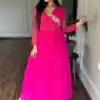 Ram 058 Pink Color Bandhej With Fox Georgette 3mm Sequence Embroidery Work Anarkali Gown Wedding Party, Festive, Events Etc.4-6 Working Days@1899/- only | Gowns, Bollywood Gowns, Creative Gowns, Designer Gowns, Embroidered Gowns, Party Wear Gowns, Straight Suits