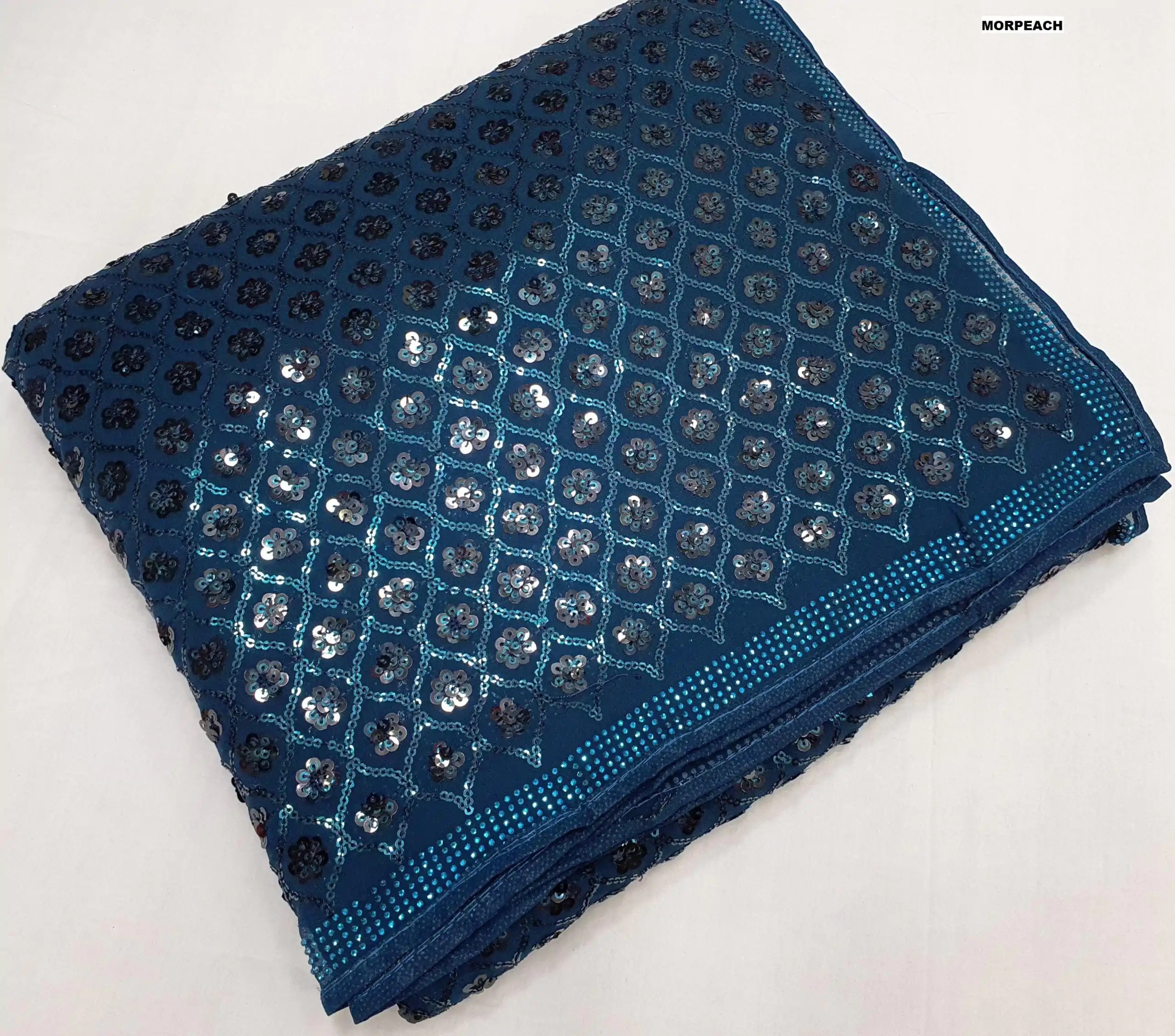 DF 3427 Dark Blue Color Georgette Dual Sequins 3MM & 5MM Embroidery Sequins Work Saree Wedding, Festive, Events . Expected Delivery  4-6 Working Days @1799/- | Sarees, Bollywood Sarees, Creative Sarees, Designer Sarees, Embroidered Sarees, Ethnic Saree, Modern Digital sarees, Party Wear Sarees