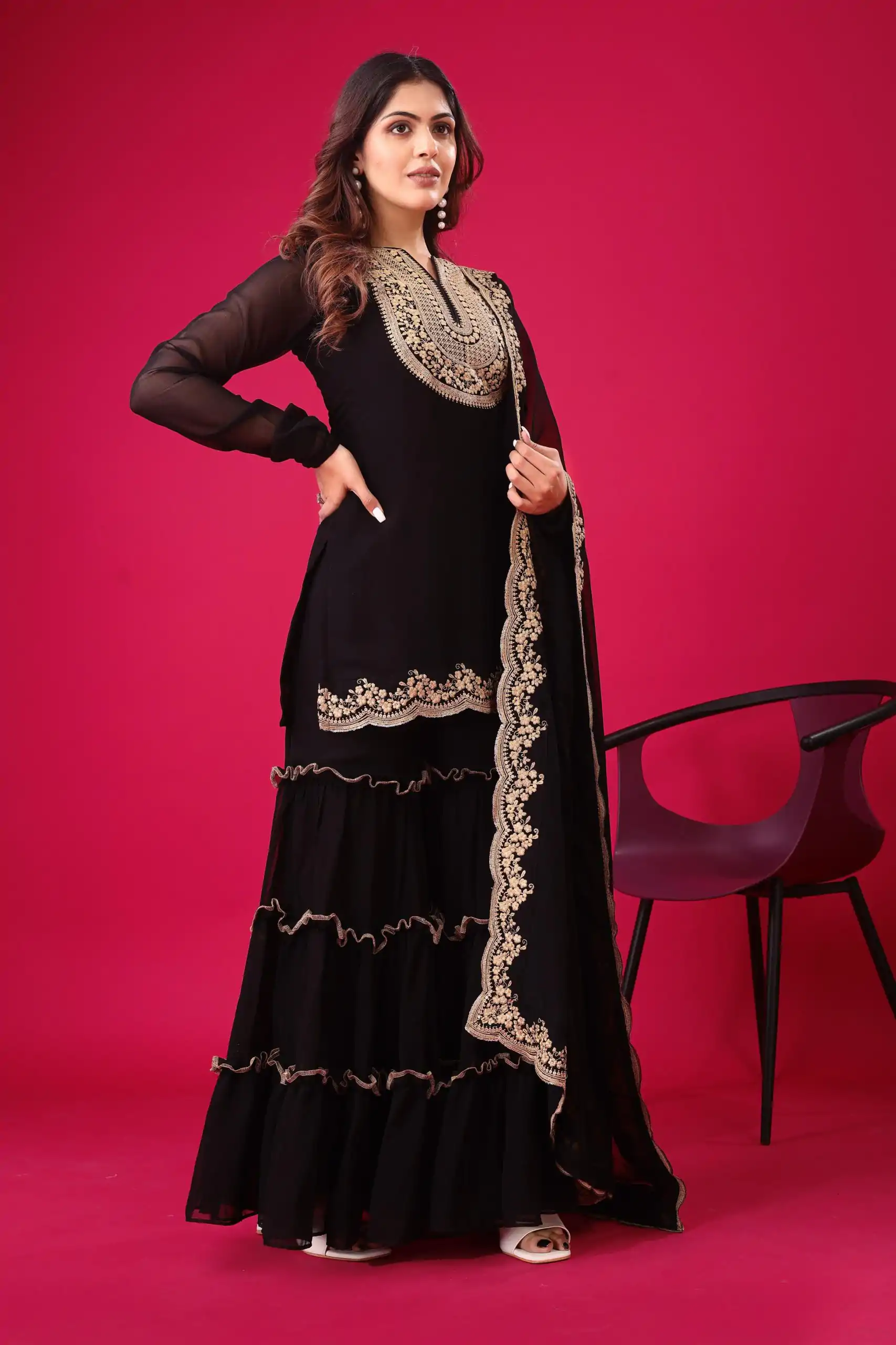 SRK 5236 Black Color Faux Georgette With Embroidery Sequence Work Salwar Suit , Wedding, Party, Festive, Events Etc.4-6 Working Days@ 2099/-only | Jump Suits, Salwar suit, Designer Suits, Casual Suits, Creative suits, Palazzo Suits, Party Wear Suits, Patiala Suits, Straight Suits