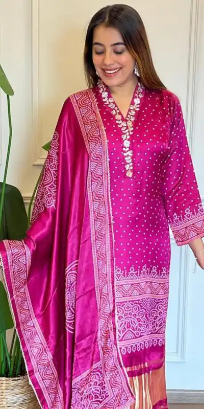 MF 751 Rani Color Chinon Silk Wide Digital Print Coding Work Salwar Suit Casual, Wedding, Party, Festive, Events Etc.4-6 Working Days@ 1599/-only | Jump Suits, Salwar suit, Designer Suits, Casual Suits, Creative suits, Palazzo Suits, Party Wear Suits, Patiala Suits, Straight Suits