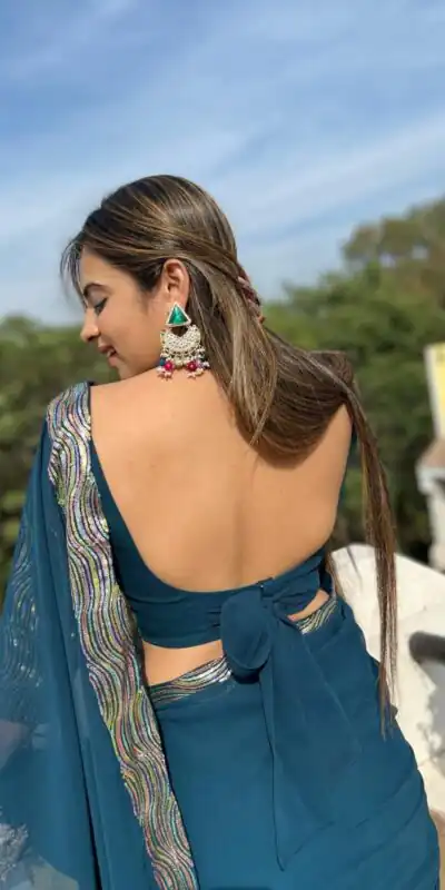 JR 579 Peacock Blue Color Georgette Sequence Work Lace With Peiping Saree Casual, Wedding, Festive, Events . Expected Delivery  4-6 Working Days @1649/- only                                                                                                                                             | Sarees, Bollywood Sarees, Creative Sarees, Designer Sarees, Embroidered Sarees, Ethnic Saree, Modern Digital sarees, Party Wear Sarees