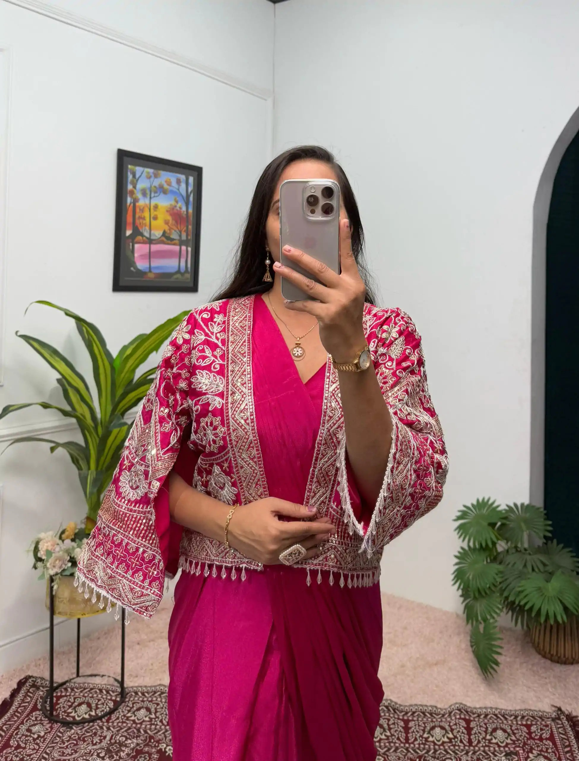 ST 1086 Pink Color Chinnon With Fully Embroidery Koti Ready To Wear Saree Wedding Party, Festive, Events Etc.4-6 Working Days@2049/- only | Sarees, Bollywood Sarees, Creative Sarees, Designer Sarees, Embroidered Sarees, Ethnic Saree, Modern Digital sarees, Party Wear Sarees