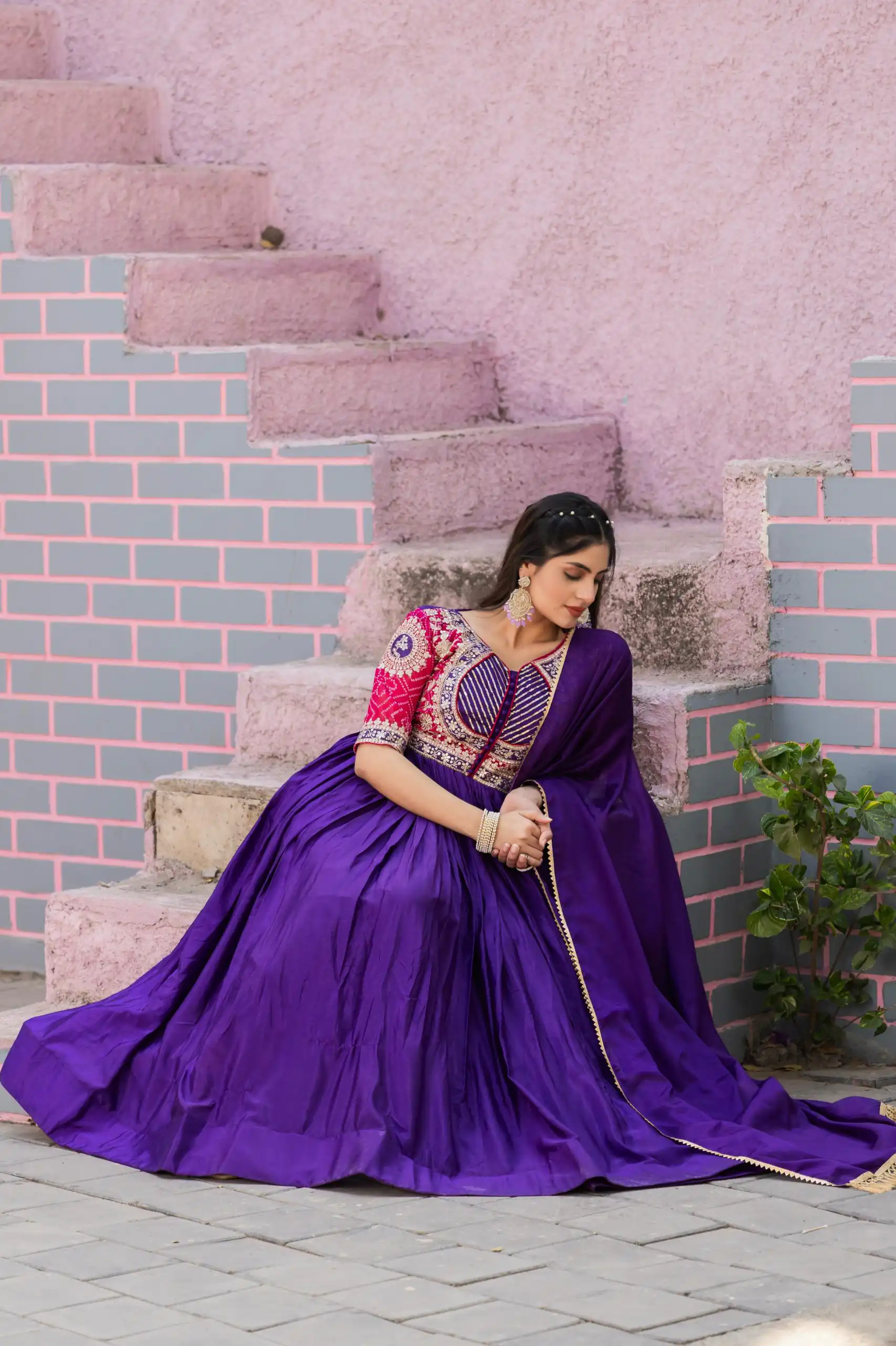 Ram 088 Purple Color chinon bandhrej Heavy 3mm Sequence Embroidery Work Anarkali Gown Wedding Party, Festive, Events Etc.4-6 Working Days@2049/- only | Gowns, Bollywood Gowns, Creative Gowns, Designer Gowns, Embroidered Gowns, Party Wear Gowns, Straight Suits