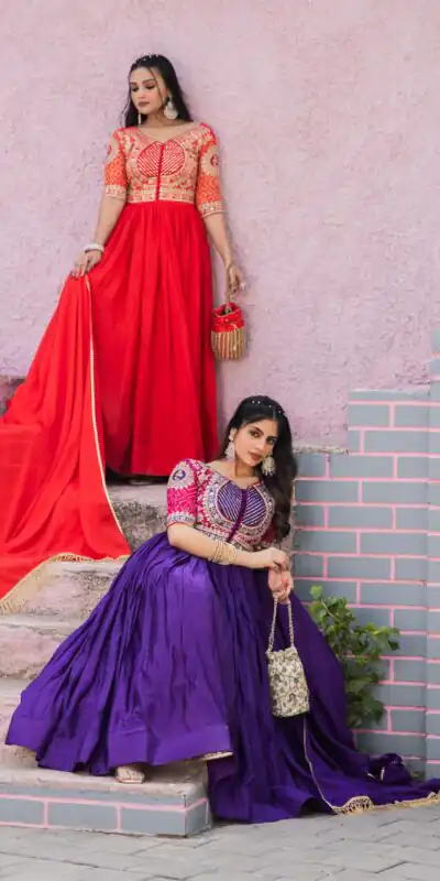 Ram 088 Purple Color chinon bandhrej Heavy 3mm Sequence Embroidery Work Anarkali Gown Wedding Party, Festive, Events Etc.4-6 Working Days@2049/- only | Gowns, Bollywood Gowns, Creative Gowns, Designer Gowns, Embroidered Gowns, Party Wear Gowns, Straight Suits
