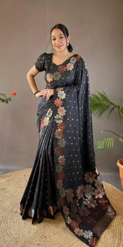 MS 482 Black Color Soft Litchi Silk Kubera Pattu Saree Casual, Wedding, Festive, Events . Expected Delivery  4-6 Working Days @1249/- only                                                                                                                                           | Sarees, Bollywood Sarees, Creative Sarees, Designer Sarees, Embroidered Sarees, Ethnic Saree, Modern Digital sarees, Party Wear Sarees