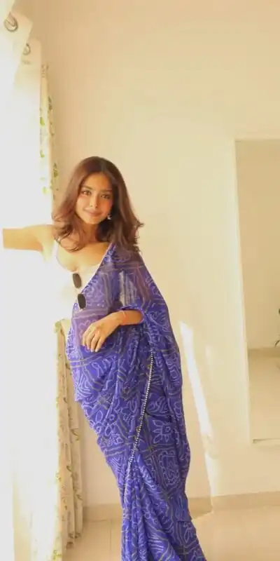 SC 410 Blue Color Soft Georgette Silk Bandhani Design Saree Casual, Wedding, Festive, Events . Expected Delivery  4-6 Working Days @1599/- only                                                                                                                                           | Sarees, Bollywood Sarees, Creative Sarees, Designer Sarees, Embroidered Sarees, Ethnic Saree, Modern Digital sarees, Party Wear Sarees