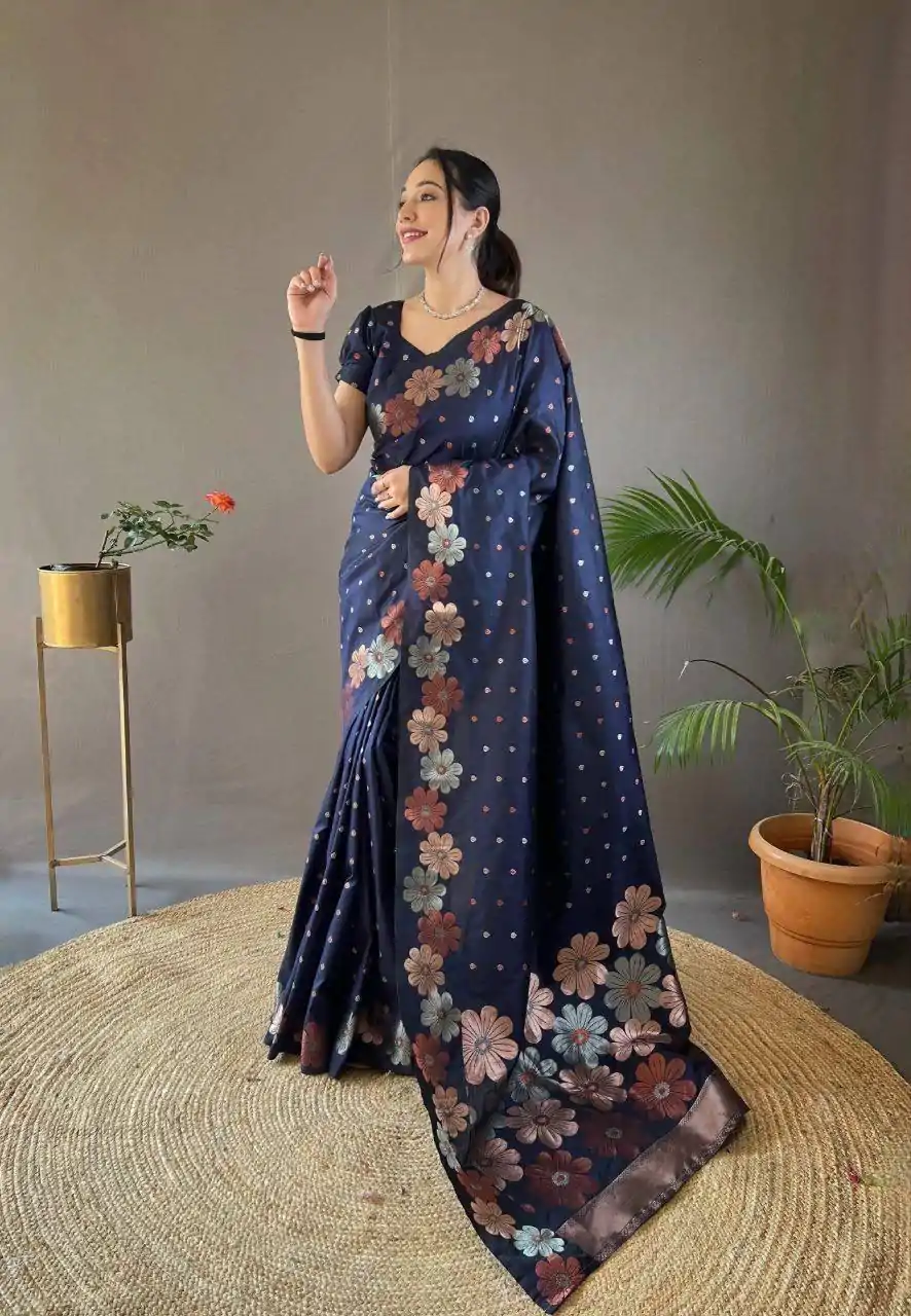 MS 482 Navy Blue Color Soft Litchi Silk Kubera Pattu Saree Casual, Wedding, Festive, Events . Expected Delivery  4-6 Working Days @1249/- only                                                                                                                                           | Sarees, Bollywood Sarees, Creative Sarees, Designer Sarees, Embroidered Sarees, Ethnic Saree, Modern Digital sarees, Party Wear Sarees