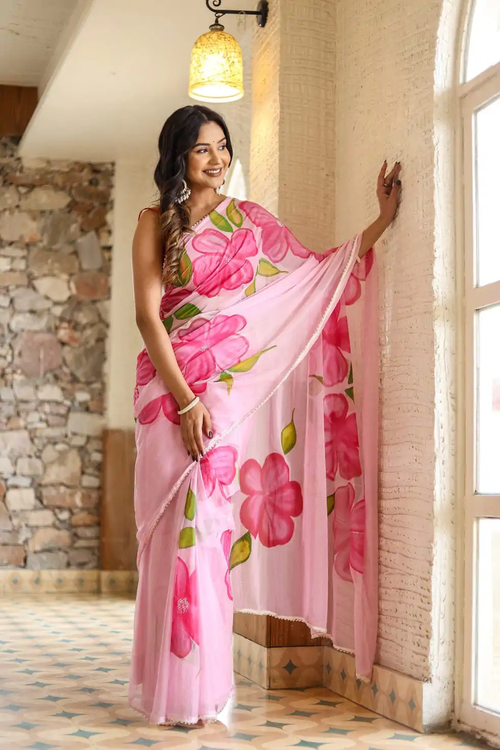 SC 409 Pink Color Pure Soft Georgette Silk All Over Saree Casual, Wedding, Festive, Events . Expected Delivery  4-6 Working Days @1599/- only                                                                                                                                           | Sarees, Bollywood Sarees, Creative Sarees, Designer Sarees, Embroidered Sarees, Ethnic Saree, Modern Digital sarees, Party Wear Sarees