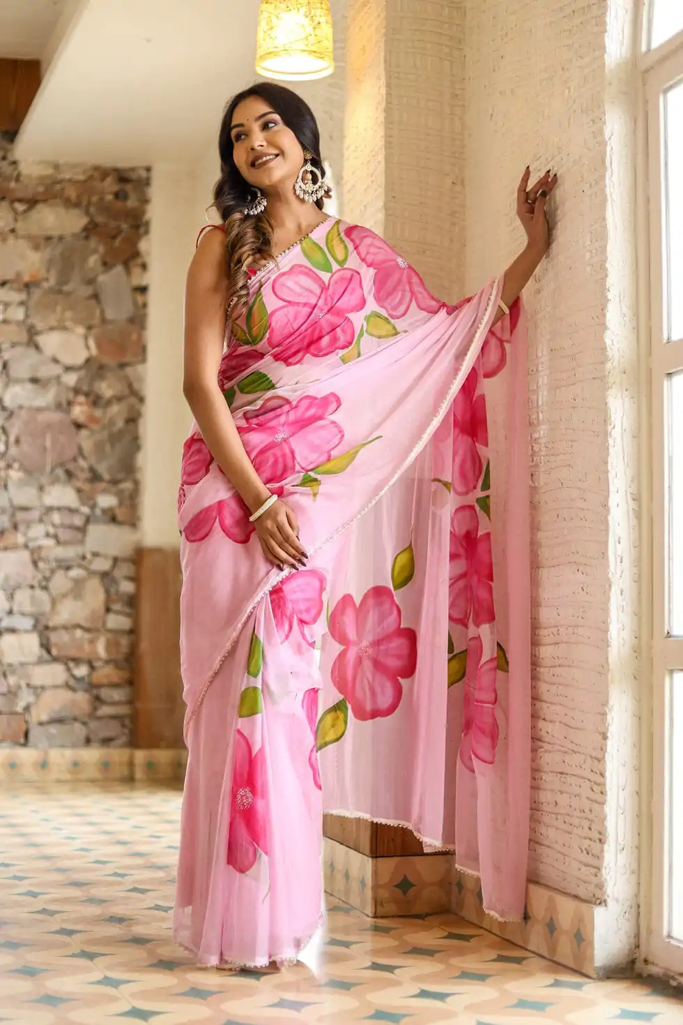 SC 409 Pink Color Pure Soft Georgette Silk All Over Saree Casual, Wedding, Festive, Events . Expected Delivery  4-6 Working Days @1599/- only                                                                                                                                           | Sarees, Bollywood Sarees, Creative Sarees, Designer Sarees, Embroidered Sarees, Ethnic Saree, Modern Digital sarees, Party Wear Sarees