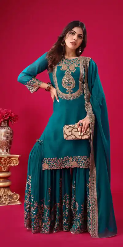 SRK 5242 Blue Faux Georgette Embroidery Sequence Work Salwar Suit  Casual, Wedding, Party, Festive, Events Etc.4-6 Working Days@ 2099/-only | Jump Suits, Salwar suit, Designer Suits, Casual Suits, Creative suits, Palazzo Suits, Party Wear Suits, Patiala Suits, Straight Suits