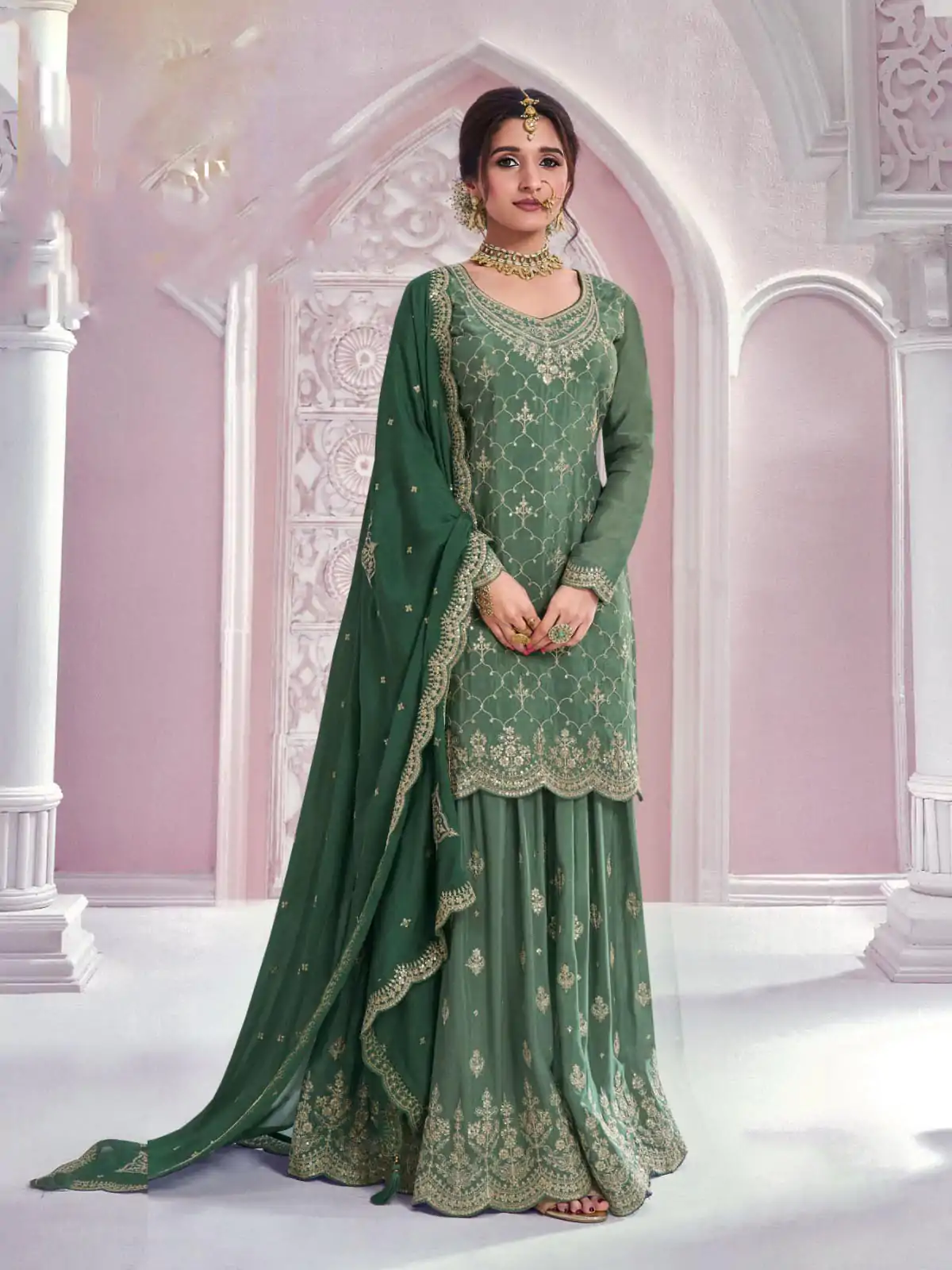 FC 69541 Green Color Chinon Multi Coding Work Salwar Suit Casual, Wedding, Party, Festive, Events Etc.4-6 Working Days@ 2749/-only | Jump Suits, Salwar suit, Designer Suits, Casual Suits, Creative suits, Palazzo Suits, Party Wear Suits, Patiala Suits, Straight Suits