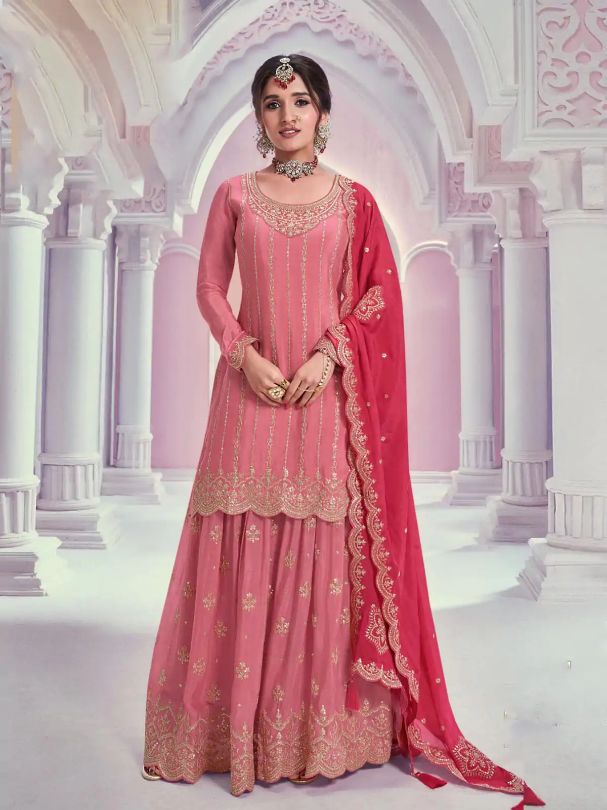 FC 69541 Light Pink Color Chinon Multi Coding Work Salwar Suit Casual, Wedding, Party, Festive, Events Etc.4-6 Working Days@ 2749/-only | Jump Suits, Salwar suit, Designer Suits, Casual Suits, Creative suits, Palazzo Suits, Party Wear Suits, Patiala Suits, Straight Suits