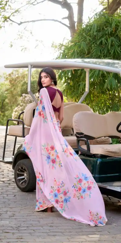 YNF 7041 Light Pink Color Weightless Marble Floral Printed Saree Casual, Wedding, Festive, Events . Expected Delivery  4-6 Working Days @1549/- only                                                                                                                                           | Sarees, Bollywood Sarees, Creative Sarees, Designer Sarees, Embroidered Sarees, Ethnic Saree, Modern Digital sarees, Party Wear Sarees