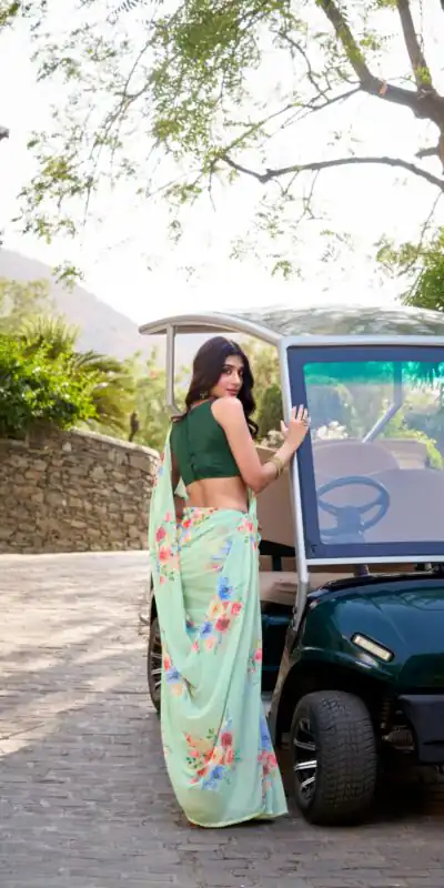 YNF 7041 Light Pista Color Weightless Marble Floral Printed Saree Casual, Wedding, Festive, Events . Expected Delivery  4-6 Working Days @1549/- only                                                                                                                                           | Sarees, Bollywood Sarees, Creative Sarees, Designer Sarees, Embroidered Sarees, Ethnic Saree, Modern Digital sarees, Party Wear Sarees