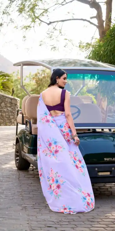 YNF 7041 Light Purple Color Weightless Marble Floral Printed Saree Casual, Wedding, Festive, Events . Expected Delivery  4-6 Working Days @1549/- only                                                                                                                                           | Sarees, Bollywood Sarees, Creative Sarees, Designer Sarees, Embroidered Sarees, Ethnic Saree, Modern Digital sarees, Party Wear Sarees