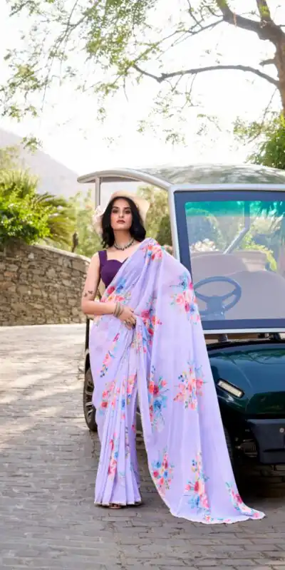 YNF 7041 Light Purple Color Weightless Marble Floral Printed Saree Casual, Wedding, Festive, Events . Expected Delivery  4-6 Working Days @1549/- only                                                                                                                                           | Sarees, Bollywood Sarees, Creative Sarees, Designer Sarees, Embroidered Sarees, Ethnic Saree, Modern Digital sarees, Party Wear Sarees