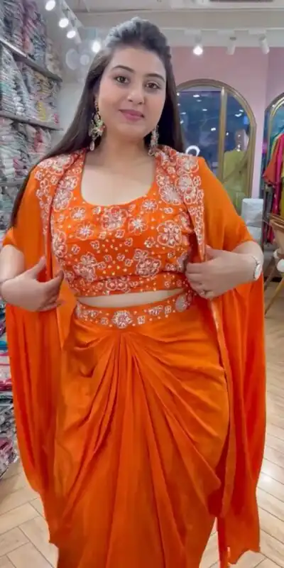 RTC 5859 Orange Color Satin Silk Thread With Sequence Dhoti Suit Casual, Wedding, Festive, Events. Expected Delivery  4-6 Working Days @1999/- only      | Jump Suits, Salwar suit, Designer Suits, Casual Suits, Creative suits, Palazzo Suits, Party Wear Suits, Patiala Suits, Straight Suits