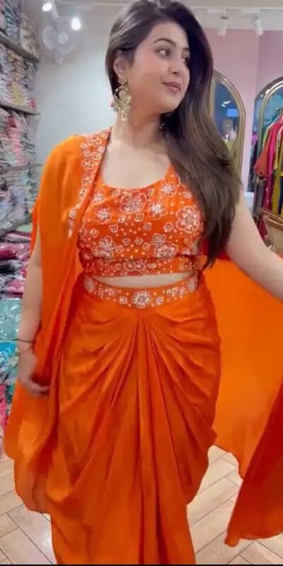 RTC 5859 Orange Color Satin Silk Thread With Sequence Dhoti Suit Casual, Wedding, Festive, Events. Expected Delivery  4-6 Working Days @1999/- only      | Jump Suits, Salwar suit, Designer Suits, Casual Suits, Creative suits, Palazzo Suits, Party Wear Suits, Patiala Suits, Straight Suits