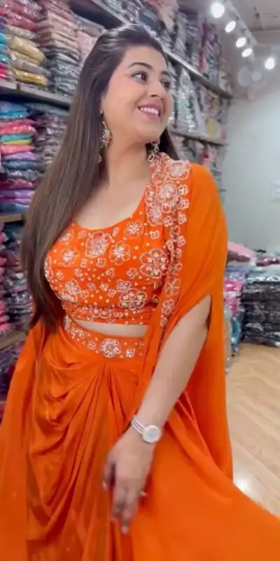 RTC 5859 Orange Color Satin Silk Thread With Sequence Dhoti Suit Casual, Wedding, Festive, Events. Expected Delivery  4-6 Working Days @1999/- only      | Jump Suits, Salwar suit, Designer Suits, Casual Suits, Creative suits, Palazzo Suits, Party Wear Suits, Patiala Suits, Straight Suits
