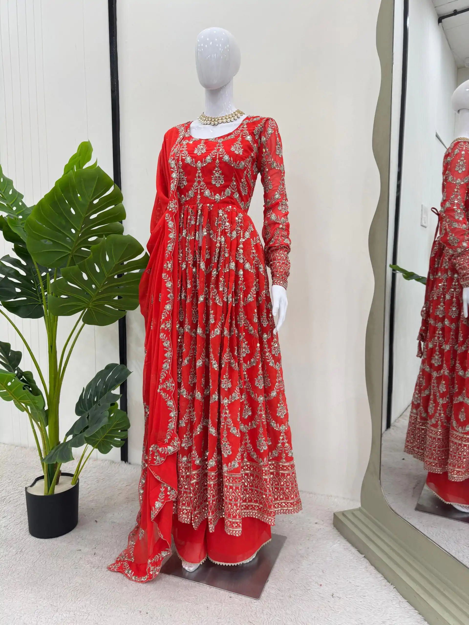 RTC 5806 Red Color Georgette Thread Sequence Work Salwar Suit Casual, Wedding, Festive, Events . Expected Delivery  4-6 Working Days @2249/- only      | Jump Suits, Salwar suit, Designer Suits, Casual Suits, Creative suits, Palazzo Suits, Party Wear Suits, Patiala Suits, Straight Suits