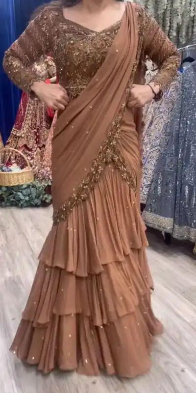RTC 6489 Light Brown Color Georgette Thread With Sequence Lehenga Choli Casual, Wedding, Festival, Events, Expected, Delivery 4-5 Working Days @2399 | Lehenga, Bollywood Lehenga, Creative Lehenga, Designer Lehenga, Embroidered Lehenga, Party Wear Lehenga
