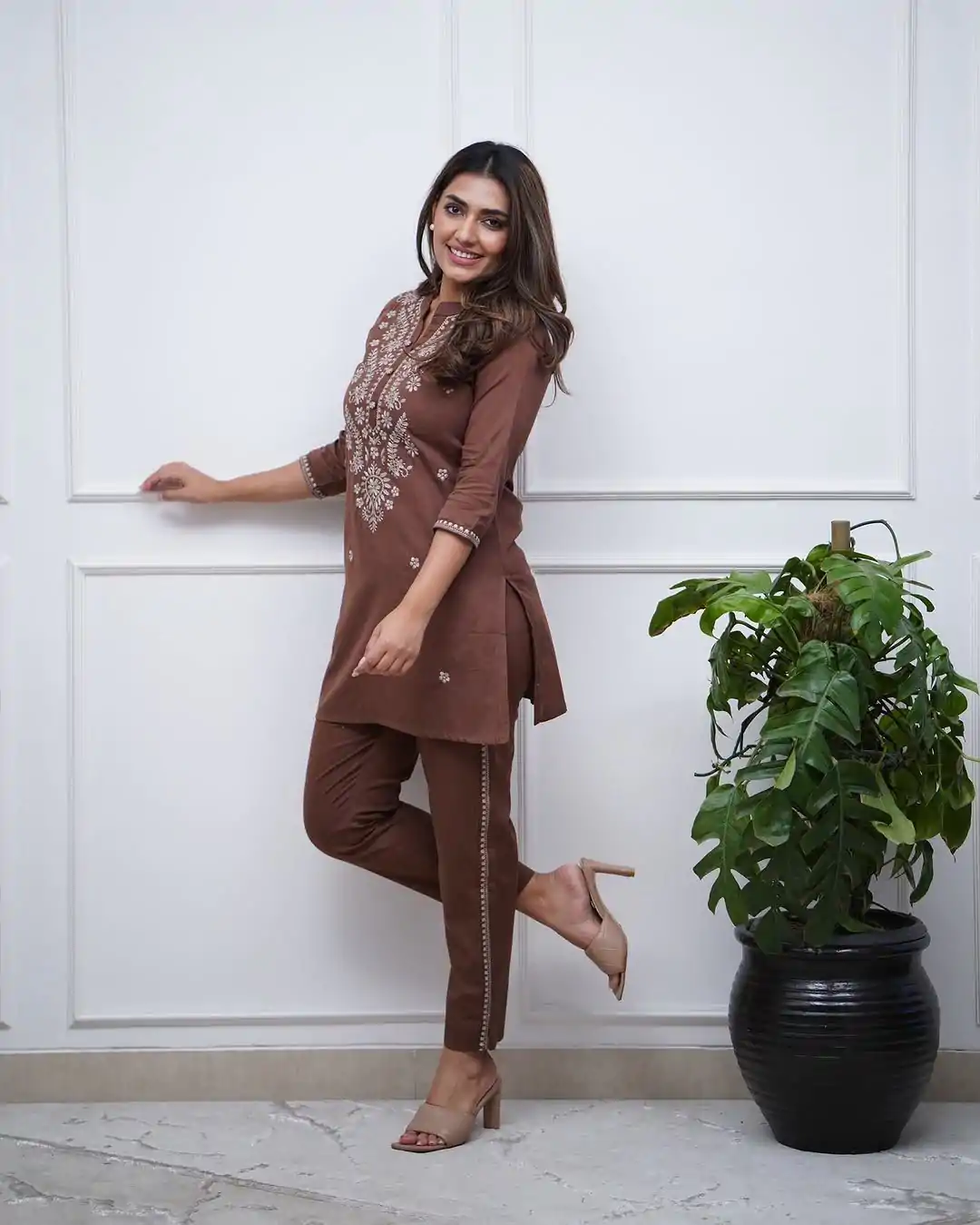 BE 340 Brown Color Rayon Embroidery Work Salwar Suit Casual, Wedding, Festive, Events . Expected Delivery  4-6 Working Days @1649/- only      | Jump Suits, Salwar suit, Designer Suits, Casual Suits, Creative suits, Palazzo Suits, Party Wear Suits, Patiala Suits, Straight Suits