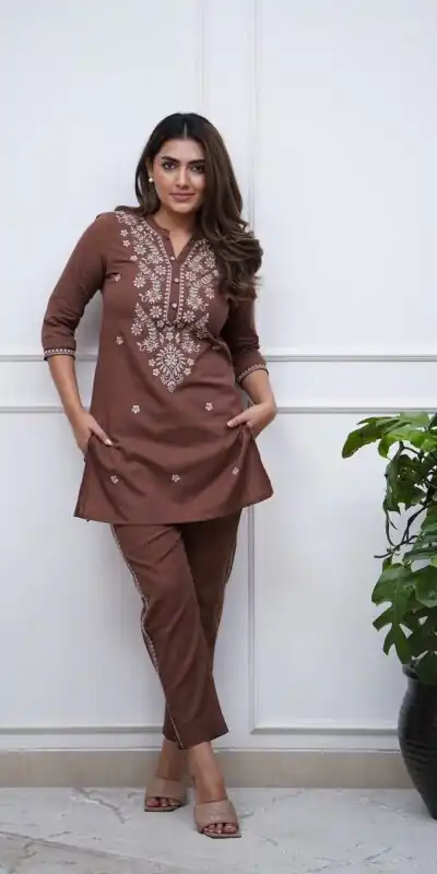 BE 340 Brown Color Rayon Embroidery Work Salwar Suit Casual, Wedding, Festive, Events . Expected Delivery  4-6 Working Days @1649/- only      | Jump Suits, Salwar suit, Designer Suits, Casual Suits, Creative suits, Palazzo Suits, Party Wear Suits, Patiala Suits, Straight Suits