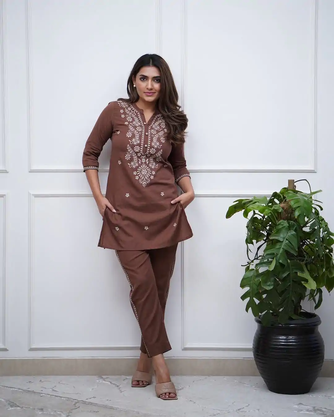 BE 340 Brown Color Rayon Embroidery Work Salwar Suit Casual, Wedding, Festive, Events . Expected Delivery  4-6 Working Days @1649/- only      | Jump Suits, Salwar suit, Designer Suits, Casual Suits, Creative suits, Palazzo Suits, Party Wear Suits, Patiala Suits, Straight Suits