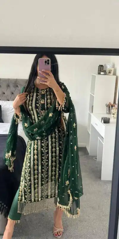 ND 5001 Green Color Chinon Silk With Embroidery Work Salwar Suit Casual, Wedding, Party, Festive, Events Etc.4-6 Working Days@ 1899/-only | Jump Suits, Salwar suit, Designer Suits, Casual Suits, Creative suits, Palazzo Suits, Party Wear Suits, Patiala Suits, Straight Suits