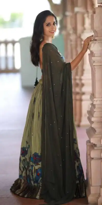 PC 291 Pista Color Color Chant Crepe Kalamkari Print Lehenga Choli Wedding, Party, Festive, Events Etc. Delivery 4-6 Working Days Rs 1799 | Lehenga, Bollywood Lehenga, Creative Lehenga, Designer Lehenga, Embroidered Lehenga, Party Wear Lehenga