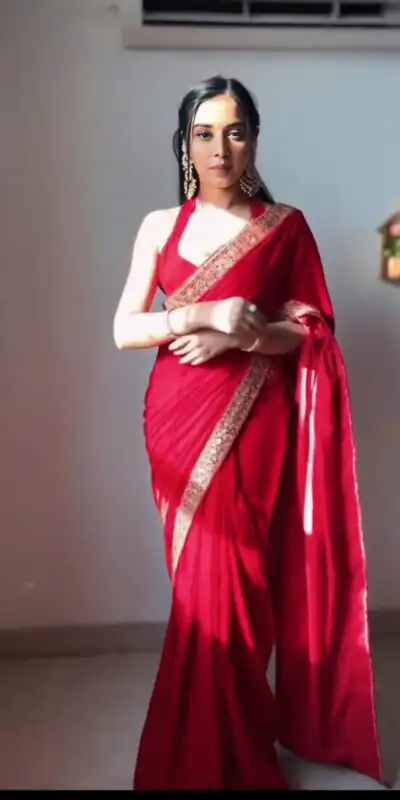 SC 233 Red Velvet Color Pure 9000 Velvet With Embroidery Lace Border Saree Casual, Wedding, Festive, Events . Expected Delivery  4-6 Working Days @1999/- | Sarees, Bollywood Sarees, Creative Sarees, Designer Sarees, Embroidered Sarees, Ethnic Saree, Modern Digital sarees, Party Wear Sarees
