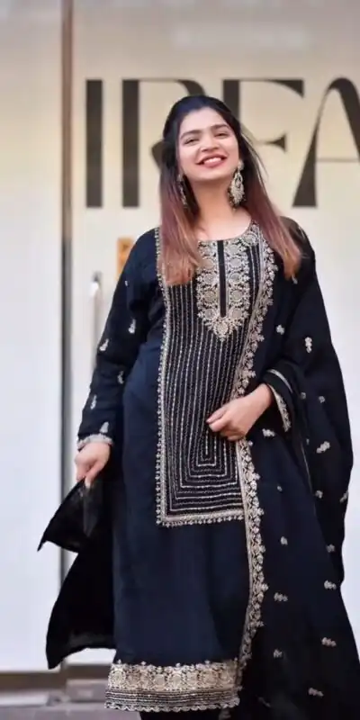 VLM 268 Black Color Georgette With Embroidery Work Salwar Suit Casual, Wedding, Festive, Events . Expected Delivery  4-6 Working Days @2099/- only      | Jump Suits, Salwar suit, Designer Suits, Casual Suits, Creative suits, Palazzo Suits, Party Wear Suits, Patiala Suits, Straight Suits