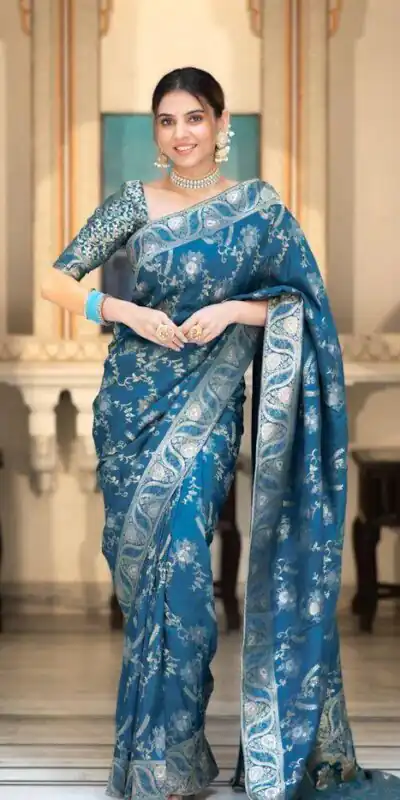 MB 494 Blue Color Soft Litchi Silk All Over Weaving Saree Casual, Wedding, Festive, Events . Expected Delivery  4-6 Working Days @1199/- only                                                                                                                                             | Sarees, Bollywood Sarees, Creative Sarees, Designer Sarees, Embroidered Sarees, Ethnic Saree, Modern Digital sarees, Party Wear Sarees
