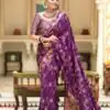 MB 494 Dark Purple Color Soft Litchi Silk All Over Weaving Saree Casual, Wedding, Festive, Events . Expected Delivery  4-6 Working Days @1199/- only                                                                                                                                             | Sarees, Bollywood Sarees, Creative Sarees, Designer Sarees, Embroidered Sarees, Ethnic Saree, Modern Digital sarees, Party Wear Sarees